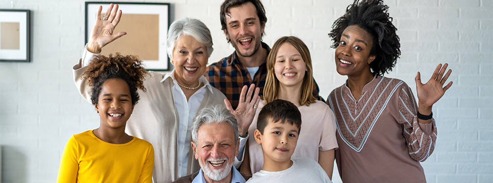 Multi generational family at home together